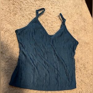 SHEIN Blue Ribbed Sleeveless Tank Top